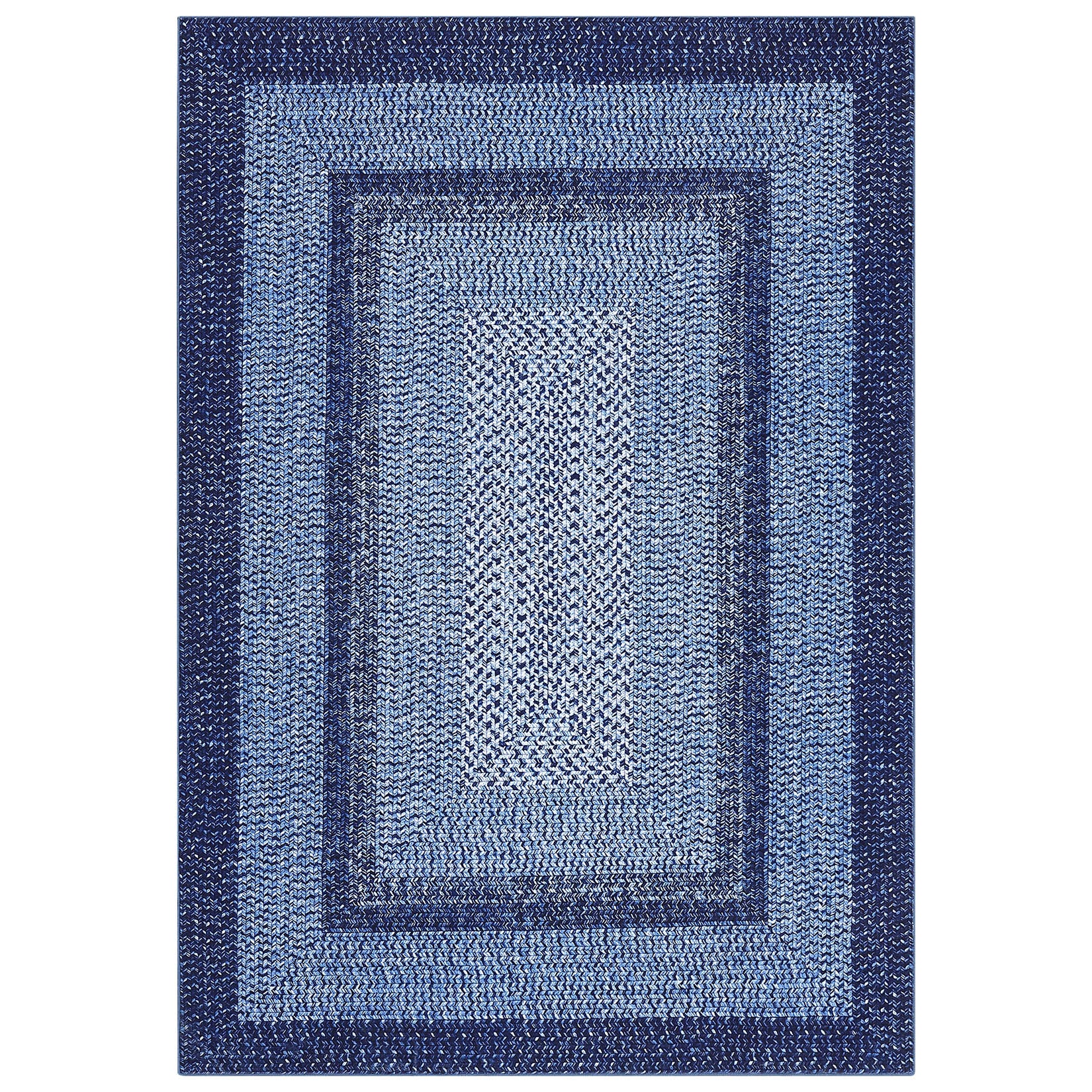 Garvee Printed Rugs Braided Pattern Washable 9x12 Navy Area Rug Living Room Bedroom Nursery Dining Room Classroom
