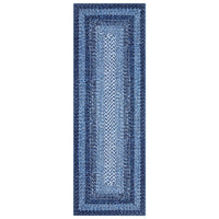 Garvee Navy Boho Kitchen Runner Rug 2x8, Washable Non Slip Low Pile Faux Wool Carpet, Vintage Braided Print Rug for Hallway Entryway Laundry Room