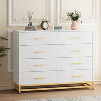 Garvee 8 Drawer Dresser, TV Stand Dressers Chest with Metal Handles, Wood Storage Dresser for Bedroom, Living Room, and Entryway, White