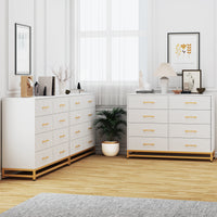 Garvee 8 Drawer Dresser, TV Stand Dressers Chest with Metal Handles, Wood Storage Dresser for Bedroom, Living Room, and Entryway, White