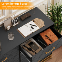 Garvee 8 Drawer Dresser, TV Stand Dressers Chest with Metal Handles, Wood Storage Dresser for Bedroom, Living Room, and Entryway, Black