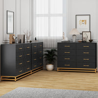 Garvee 8 Drawer Dresser, TV Stand Dressers Chest with Metal Handles, Wood Storage Dresser for Bedroom, Living Room, and Entryway, Black