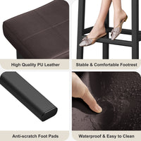 Garvee 24 Inch Backless Saddle Barstools Set of 4, Counter Height Upholstered Padded Barstools with Curved Surface, Metal Leg and Footrest, for Kitchen Counter, Home Bar, Brown