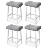 Garvee 24 Inch Backless Saddle Barstools Set of 4, Counter Height Upholstered Padded Barstools with Curved Surface, Metal Leg and Footrest, for Kitchen Counter, Home Bar, Gray - Gray