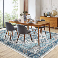 Garvee Area Rug for Living Room, 5x7 Machine Washable Vintage Rug Carpet for Bedroom Dinning Room, Distressed Area Rug Indoor Non Slip No Pile, Blue Green
