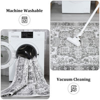 Garvee Area Rug for Living Room, 5x7 Machine Washable Vintage Rug Carpet for Bedroom Dinning Room, Distressed Area Rug Indoor Non Slip No Pile, Grey