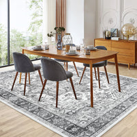 Garvee Area Rug for Living Room, 5x7 Machine Washable Vintage Rug Carpet for Bedroom Dinning Room, Distressed Area Rug Indoor Non Slip No Pile, Grey