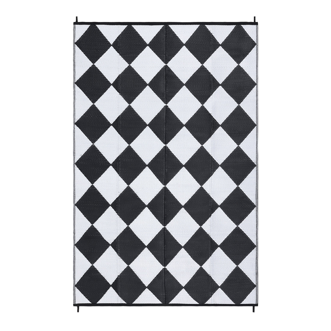 Garvee Outdoor Black & White 8x10 Plastic Straw Rug Waterproof Reversible Lightweight Durable Patio Mat with Corner Loops for Camping Beach Picnic
