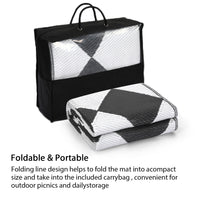 Garvee Outdoor Black & White 8x10 Plastic Straw Rug Waterproof Reversible Lightweight Durable Patio Mat with Corner Loops for Camping Beach Picnic