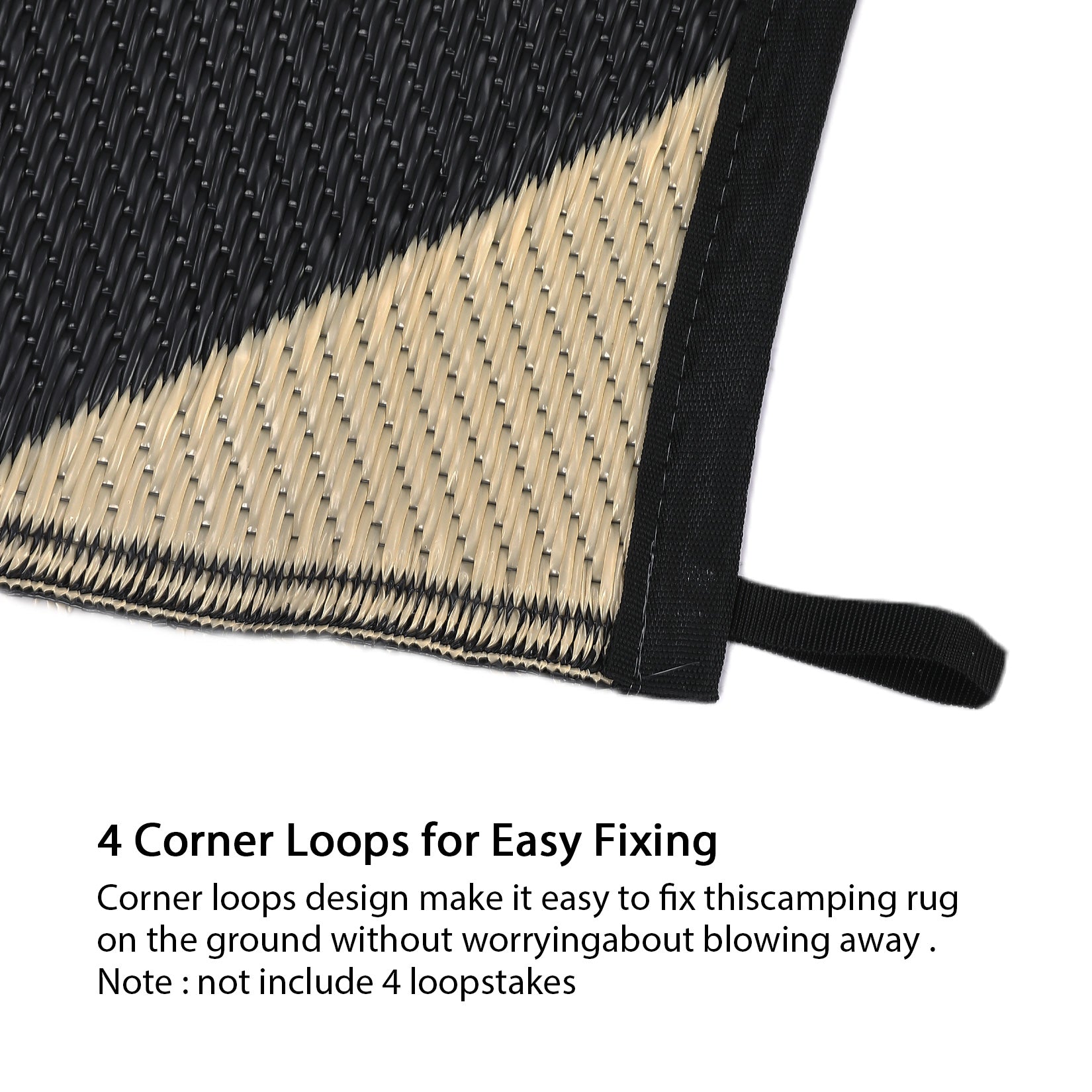 Garvee Outdoor Black & Coffee 8x10 Plastic Straw Rug Waterproof Reversible Polypropylene Durable UV Resistant Patio Deck Camping Picnic