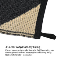 Garvee Outdoor Black & Coffee 8x10 Plastic Straw Rug Waterproof Reversible Polypropylene Durable UV Resistant Patio Deck Camping Picnic