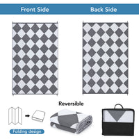 Garvee Outdoor Grey & White 5x8 Rug Outdoor Plastic Straw Rug Reversible Patio Rug Waterproof Camping Rug Portable Outdoor Mat for RV Porch Balcony Patio Camping Picnic Beach Outdoor Rugs
