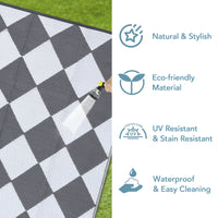 Garvee Outdoor Grey & White 5x8 Rug Outdoor Plastic Straw Rug Reversible Patio Rug Waterproof Camping Rug Portable Outdoor Mat for RV Porch Balcony Patio Camping Picnic Beach Outdoor Rugs