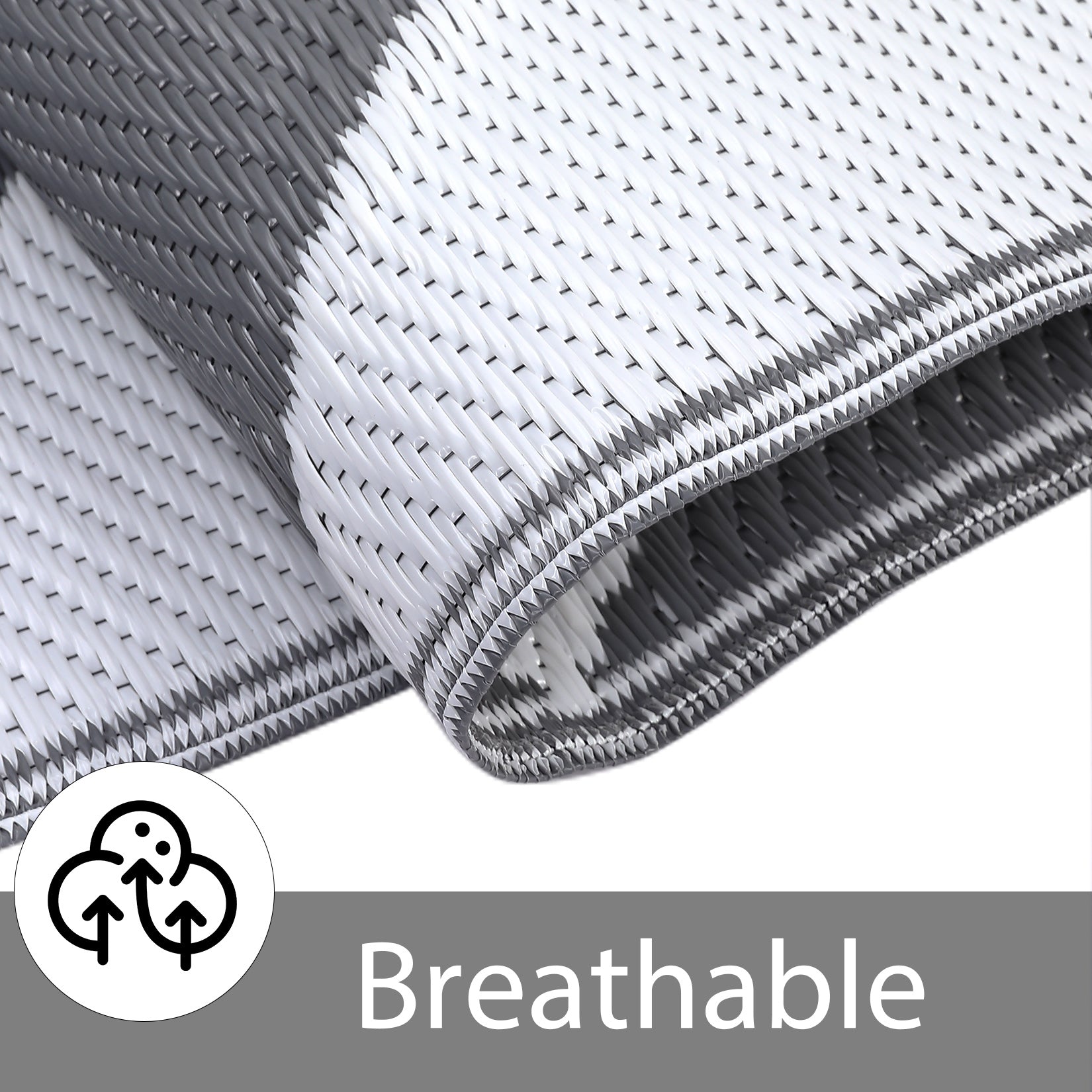 Garvee Outdoor Grey & White 5x8 Rug Outdoor Plastic Straw Rug Reversible Patio Rug Waterproof Camping Rug Portable Outdoor Mat for RV Porch Balcony Patio Camping Picnic Beach Outdoor Rugs