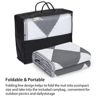 Garvee Outdoor Grey & White 5x8 Rug Outdoor Plastic Straw Rug Reversible Patio Rug Waterproof Camping Rug Portable Outdoor Mat for RV Porch Balcony Patio Camping Picnic Beach Outdoor Rugs