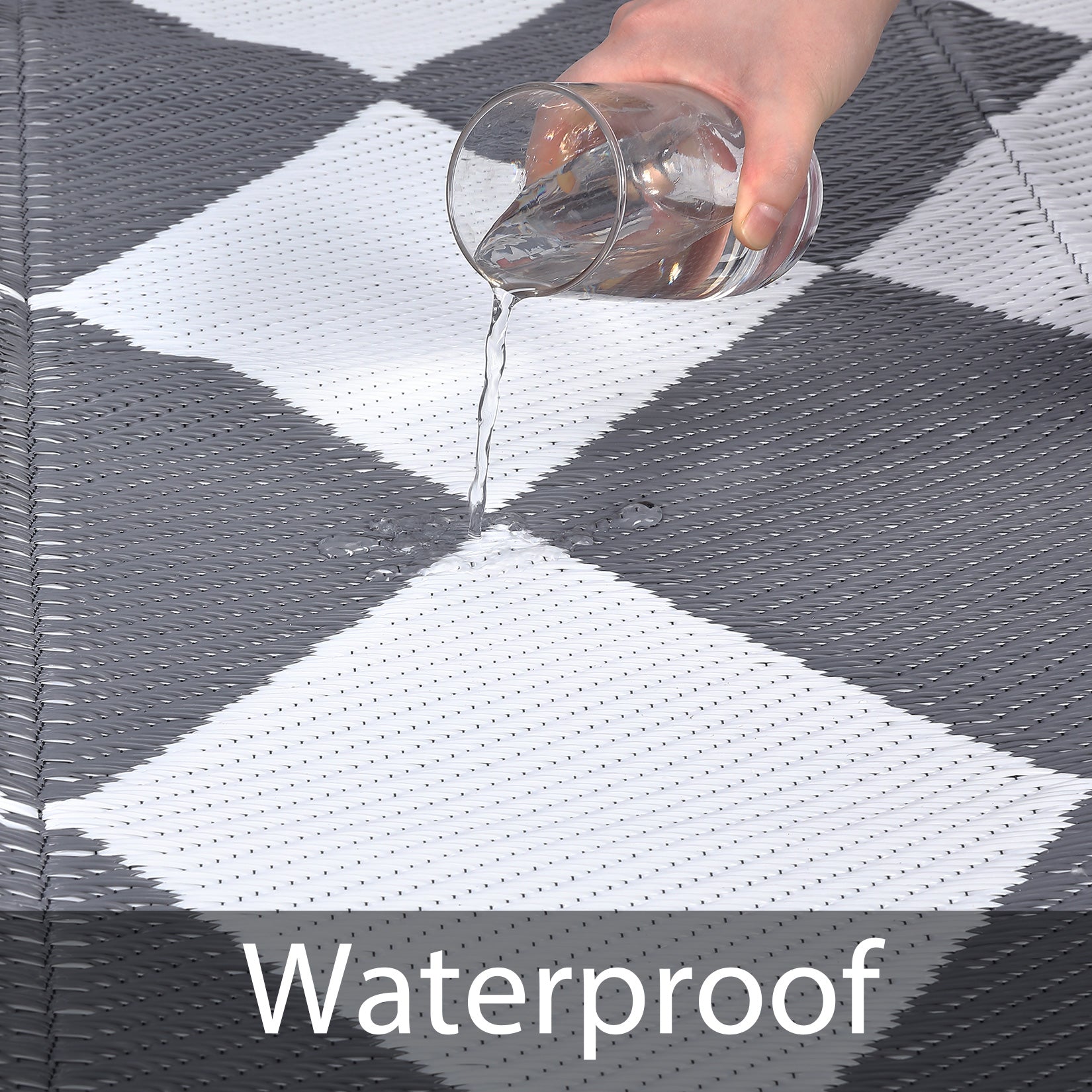 Garvee Outdoor Grey & White 5x8 Rug Outdoor Plastic Straw Rug Reversible Patio Rug Waterproof Camping Rug Portable Outdoor Mat for RV Porch Balcony Patio Camping Picnic Beach Outdoor Rugs