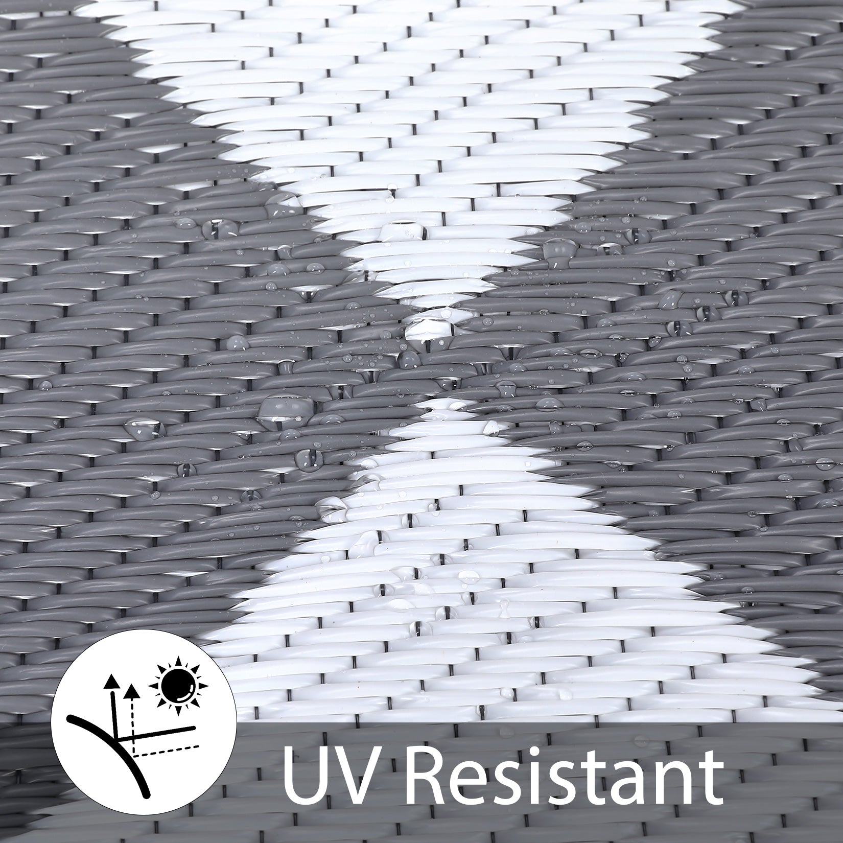 Garvee Outdoor Grey & White 5x8 Rug Outdoor Plastic Straw Rug Reversible Patio Rug Waterproof Camping Rug Portable Outdoor Mat for RV Porch Balcony Patio Camping Picnic Beach Outdoor Rugs