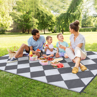 Garvee Outdoor Grey & White 5x8 Rug Outdoor Plastic Straw Rug Reversible Patio Rug Waterproof Camping Rug Portable Outdoor Mat for RV Porch Balcony Patio Camping Picnic Beach Outdoor Rugs