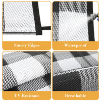 Garvee Outdoor Black & White 10x14 Rug, Outdoor Plastic Straw Rug for Camping, RV Mat Outside, Outdoor Carpet for Porch, Deck, Backyard, Balcony, Picnic
