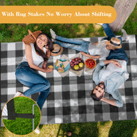 Garvee Outdoor Black & White 10x14 Rug, Outdoor Plastic Straw Rug for Camping, RV Mat Outside, Outdoor Carpet for Porch, Deck, Backyard, Balcony, Picnic