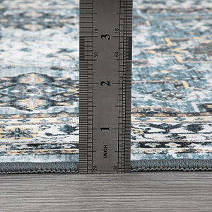 Garvee Boho Blue 6x9 Washable Rug, Oriental Vintage Non Slip Soft Faux Wool Stain Resistant Carpet for Living Room, Bedroom, Office