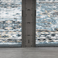 Garvee Boho Blue 6x9 Washable Rug, Oriental Vintage Non Slip Soft Faux Wool Stain Resistant Carpet for Living Room, Bedroom, Office