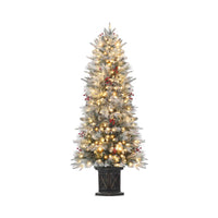 Garvee 4.5ft Xmas Tree, Pre Lit Snow Flocked Artificial Christmas Tree with 200 LED Lights & 8 Lighting Modes, Premium Christmas Pine Tree for Christmas Decoration, Yard, Home, Office
