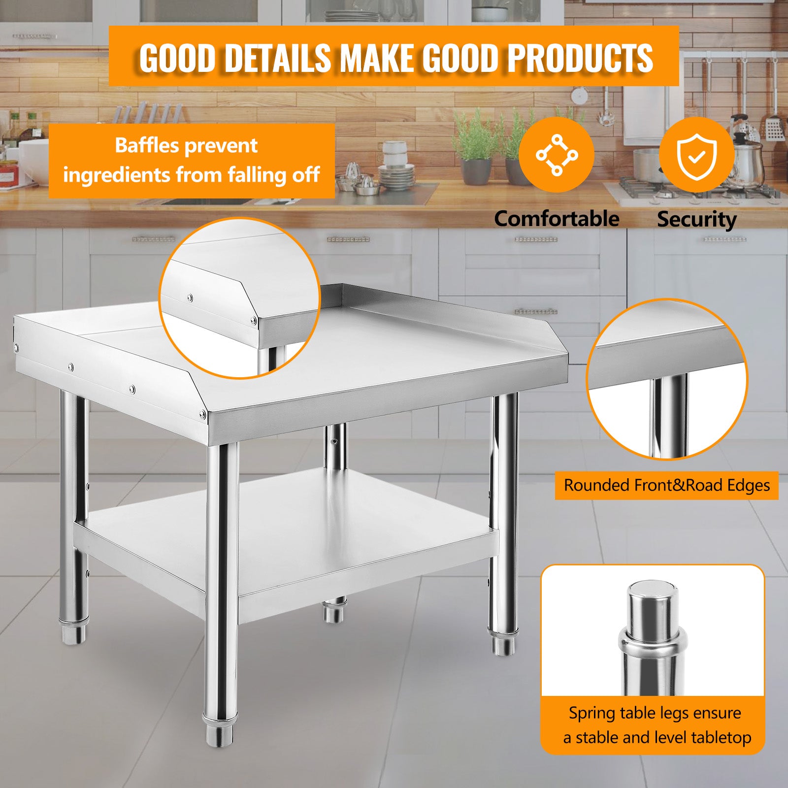 GARVEE 60"L x 30"W x 24"H Stainless Steel Grill Stand Table - Heavy-Duty, Adjustable Undershelf, Easy to Assemble, for Home and Commercial Kitchens
