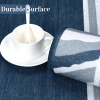 Garvee Modern Blue 9x12 Bordered Rug, Washable Low Pile Anti-Slip Carpet for Living Room & Bedroom | Foldable Indoor Office Use