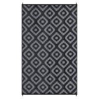 Garvee Outdoor Black & Grey 9x12 Rug for Patios Reversible Mats Waterproof Plastic Straw Rug Modern Geometric Floor Mat for Patio Porch RV Backyard Pool Deck Picnic Beach Trailer Camping