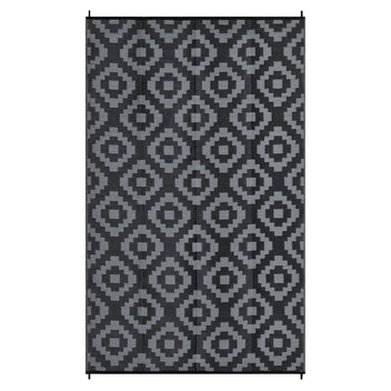 Garvee Outdoor Black & Grey 8x10 Rug Carpet Waterproof Plastic Straw Rug Reversible Patio Rug RV Camping Rug Outdoor Rugs Porch Rug Patio Rug Outside RV Mat Deck Balcony Picnic Beach Decor