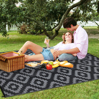 Garvee Outdoor Black & Grey 8x10 Rug Carpet Waterproof Plastic Straw Rug Reversible Patio Rug RV Camping Rug Outdoor Rugs Porch Rug Patio Rug Outside RV Mat Deck Balcony Picnic Beach Decor