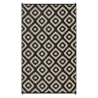 Garvee Outdoor Black & Coffee 9x18 Rug for Patios Waterproof Reversible Mats Plastic Straw Rug Modern Geometric Floor Mat for Patio Porch RV Backyard Pool Deck Picnic Beach Trailer Camping Diamond