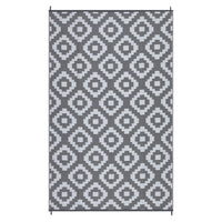 Garvee Outdoor Grey & White 9x18 Rug for Patios Waterproof Reversible Mats Plastic Straw Rug Modern Geometric Floor Mat for Patio Porch RV Backyard Pool Deck Picnic Beach Trailer Camping
