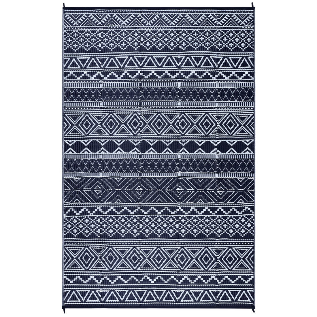 Garvee Outdoor Navy Blue & White 8x10 Rug Carpet Waterproof Reversible Patio Rug Boho Print Camping Rug Plastic Straw Rug Geometric Rv Mat for Patio Camping Picnic Backyard Deck Balcony Porch Beach