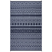 Garvee Outdoor Navy Blue & White 9x12 Boho Rug, Waterproof UV/Stain Resistant Recyclable Plastic Straw Carpet for Camping, Backyard & Deck