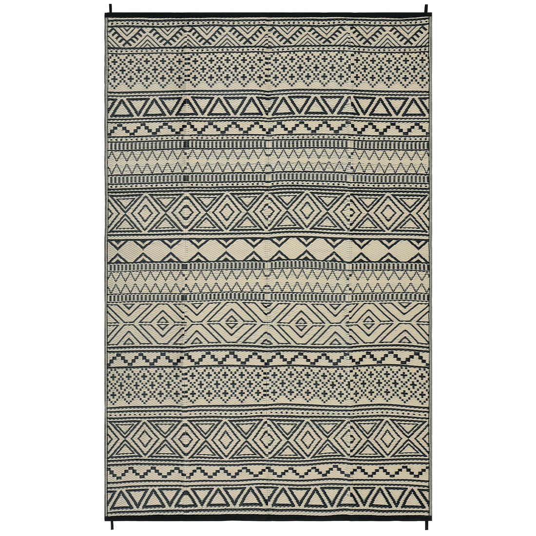 Garvee Outdoor Black & Coffee 9x12 Rug Carpet Waterproof Reversible Patio Rug Outside Plastic Carpet, Stain & UV Resistant Portable RV Mat Straw Rug for Camping, Backyard, Deck, Picnic, Porch