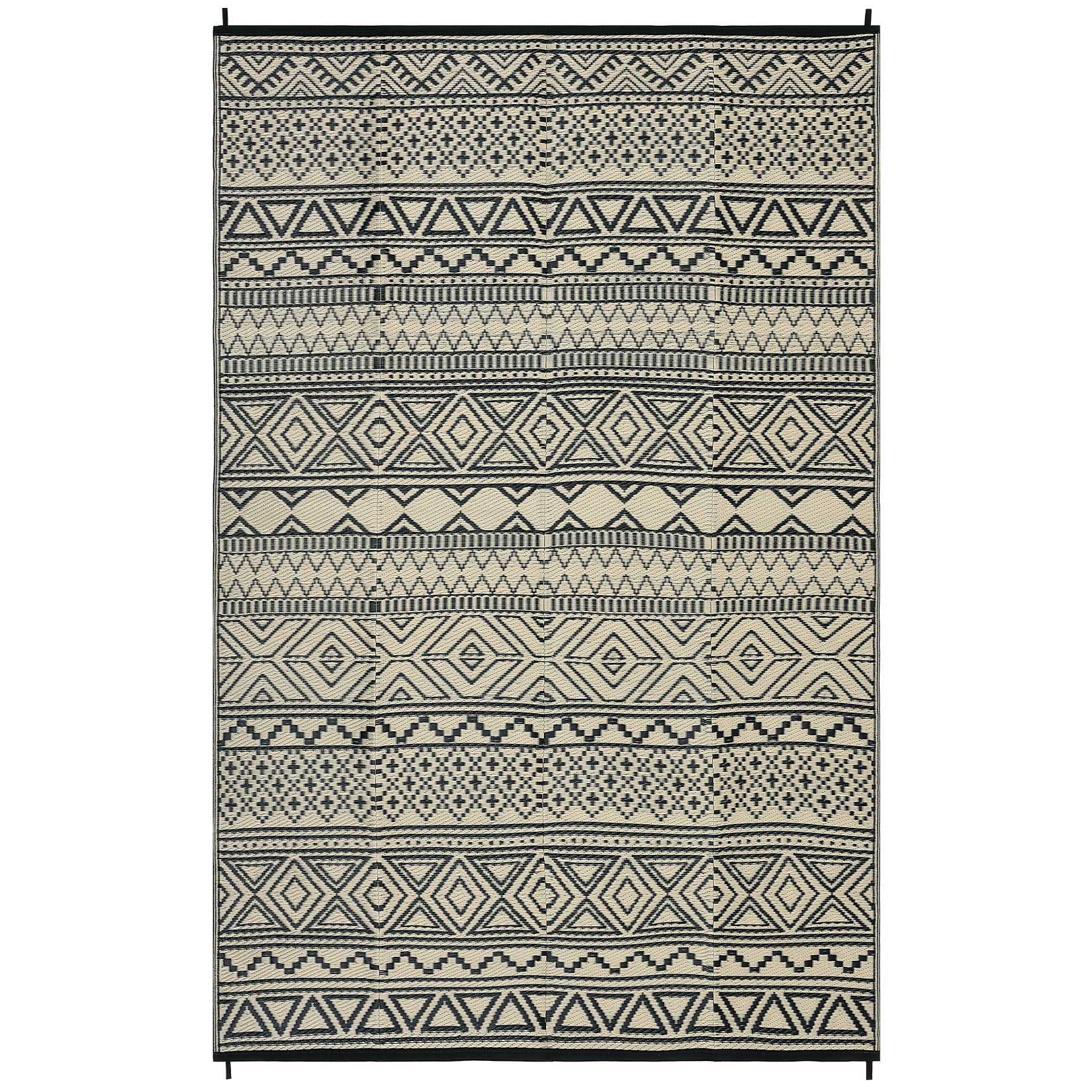 Garvee Outdoor Black & Coffee 9x18 Reversible Rug, Modern Plastic Straw Waterproof Mat for Patio RV Deck Camping Backyard