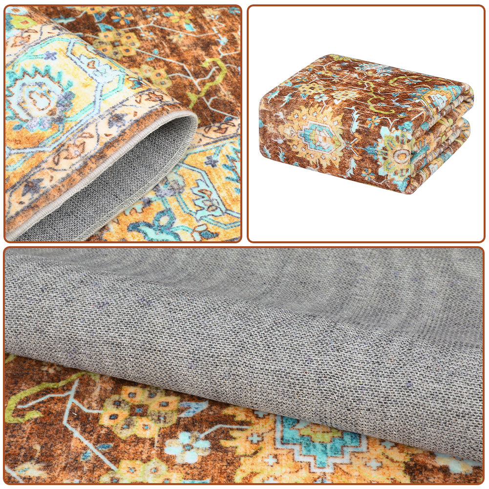 Garvee Area Rug 6x9 Rugs for Living Room,Vintage Rug for Living Room Bedroom Dinning Room,Boho Distressed Tribal Area Rug,Low Pile Non-Slip Washable Indoor Door Mat for Kitchen Entryway Bathroom