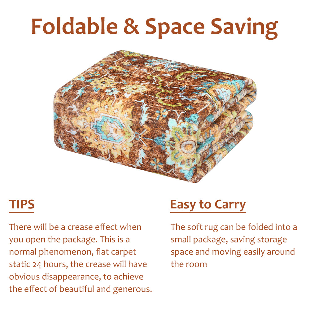 Garvee Area Rug 4x6 Rugs for Living Room,Vintage Rug for Living Room Bedroom Dinning Room,Boho Distressed Tribal Area Rug,Low Pile Non-Slip Washable Indoor Door Mat for Kitchen Entryway Bathroom