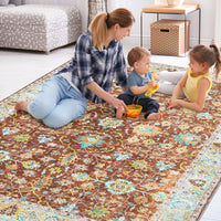 Garvee Area Rug 6x9 Rugs for Living Room,Vintage Rug for Living Room Bedroom Dinning Room,Boho Distressed Tribal Area Rug,Low Pile Non-Slip Washable Indoor Door Mat for Kitchen Entryway Bathroom