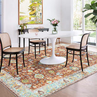 Garvee Area Rug 4x6 Rugs for Living Room,Vintage Rug for Living Room Bedroom Dinning Room,Boho Distressed Tribal Area Rug,Low Pile Non-Slip Washable Indoor Door Mat for Kitchen Entryway Bathroom