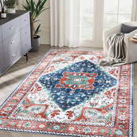 Garvee Oriental Red 5x7 Vintage Boho Area Rug, Distressed Tribal Low Pile Non-Slip Washable Carpet for Living Room Bedroom Dining Kitchen Entryway