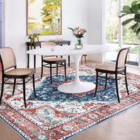 Garvee Oriental Red 4x6 Vintage Boho Area Rug, Distressed Tribal Low Pile Non-Slip Washable Carpet for Living Room Bedroom Dining Kitchen Entryway