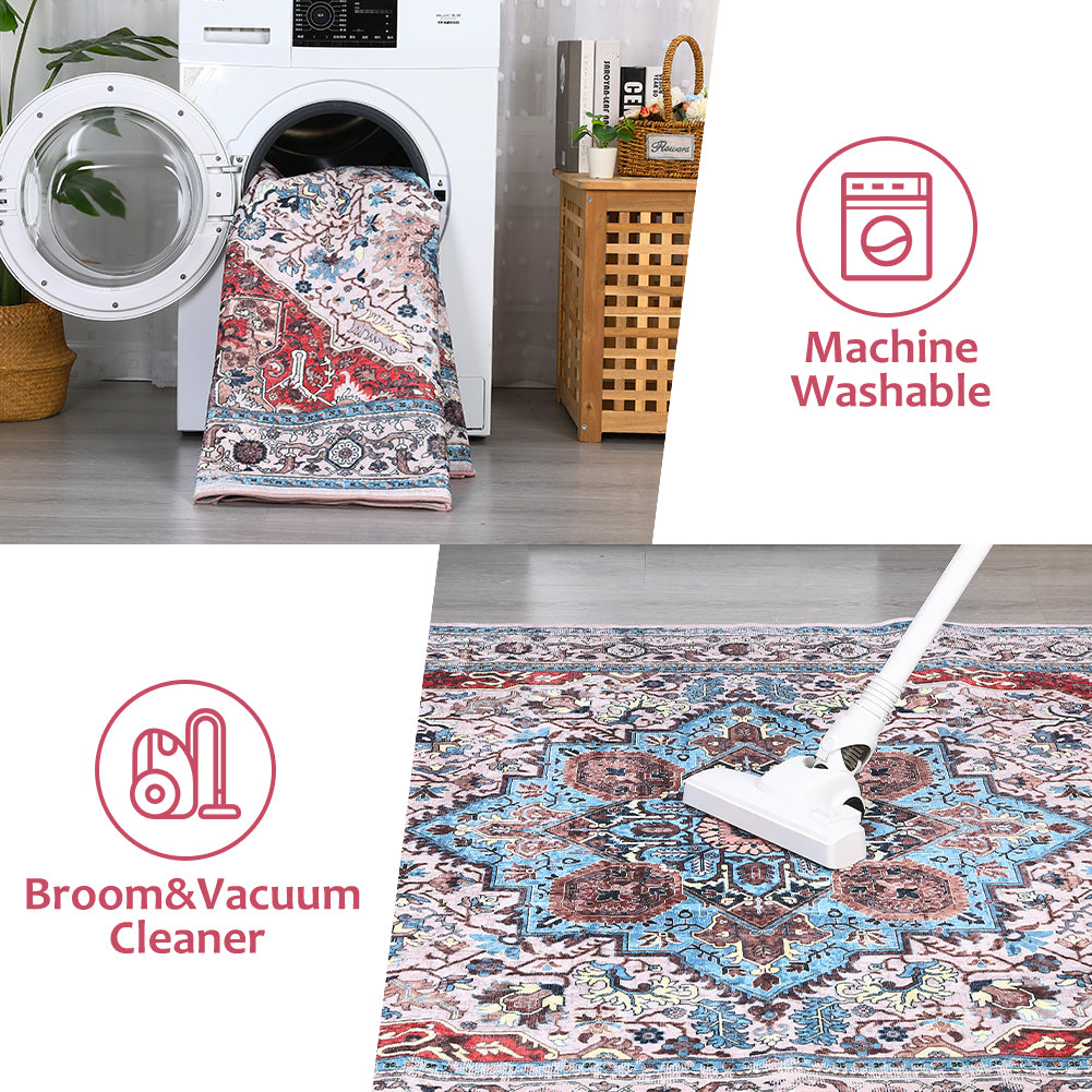 Garvee Area Rug 6x9 Rugs for Living Room,Vintage Rug for Living Room Bedroom Dinning Room,Boho Distressed Tribal Area Rug,Low Pile Non-Slip Washable Indoor Door Mat for Kitchen Entryway Bathroom