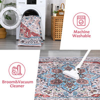 Garvee Area Rug 6x9 Rugs for Living Room,Vintage Rug for Living Room Bedroom Dinning Room,Boho Distressed Tribal Area Rug,Low Pile Non-Slip Washable Indoor Door Mat for Kitchen Entryway Bathroom