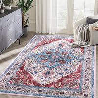 Garvee Area Rug 6x9 Rugs for Living Room,Vintage Rug for Living Room Bedroom Dinning Room,Boho Distressed Tribal Area Rug,Low Pile Non-Slip Washable Indoor Door Mat for Kitchen Entryway Bathroom