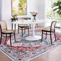 Garvee Area Rug 6x9 Rugs for Living Room,Vintage Rug for Living Room Bedroom Dinning Room,Boho Distressed Tribal Area Rug,Low Pile Non-Slip Washable Indoor Door Mat for Kitchen Entryway Bathroom