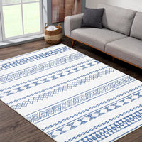 Garvee Boho Blue 9x12 Washable Rug for Living Room Bohemian Farmhouse Area Rug Stain Resistant Area Rug Modern Geometric Area Rug for Bedroom Dining Room Home Office
