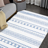 Garvee Boho Blue 9x12 Washable Rug for Living Room Bohemian Farmhouse Area Rug Stain Resistant Area Rug Modern Geometric Area Rug for Bedroom Dining Room Home Office - Blue